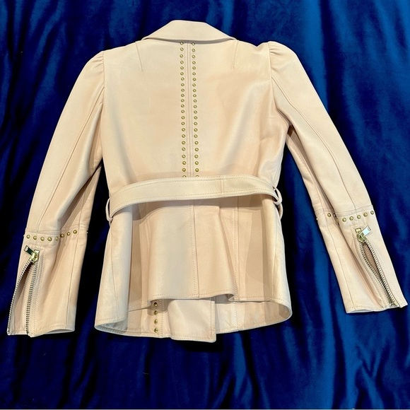 Alexander McQueen Belted Blush Leather Stud Zipper Jacket 40/S - Picture 11 of 14